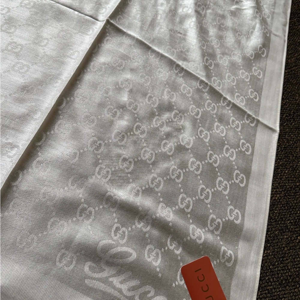 Gucci Cream Jacquard GG Silk Blend Scarf